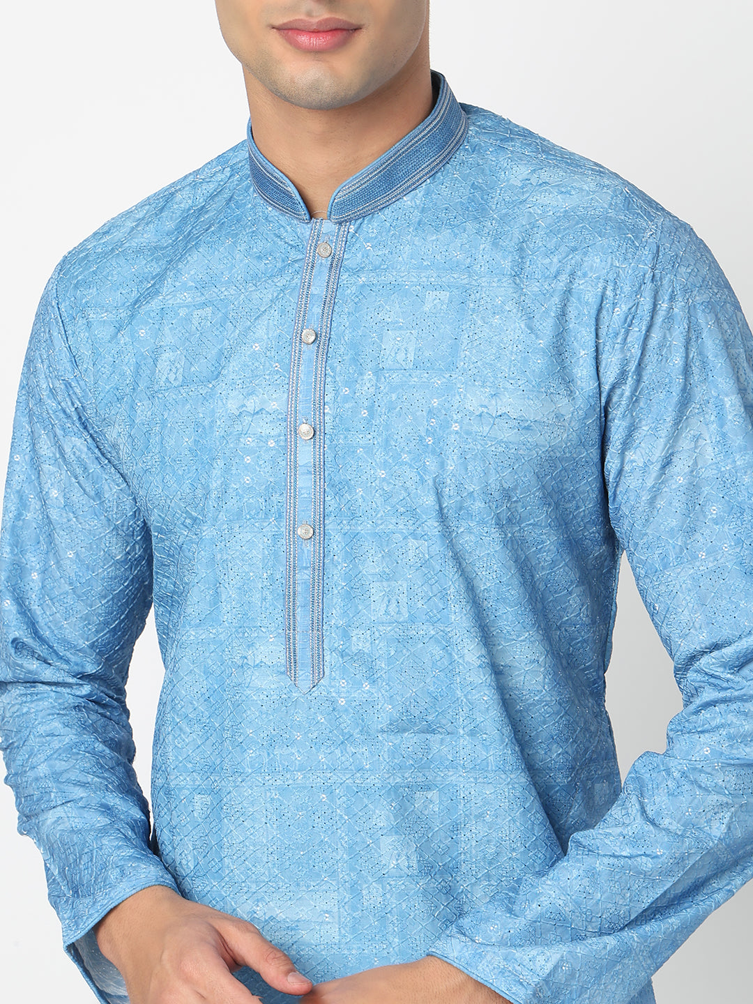 Digital Schiffli Straight Kurta and Pant Set