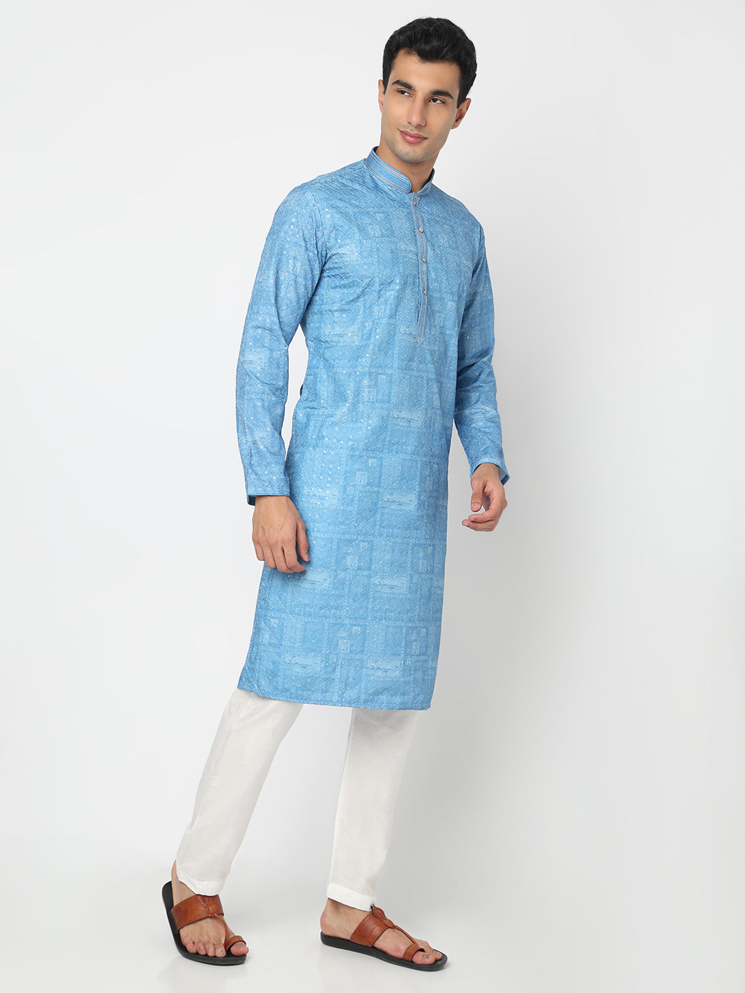 Digital Schiffli Straight Kurta and Pant Set