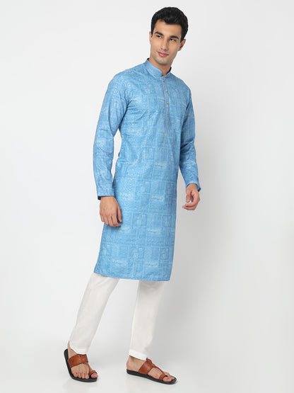 Digital Schiffli Straight Kurta and Pant Set