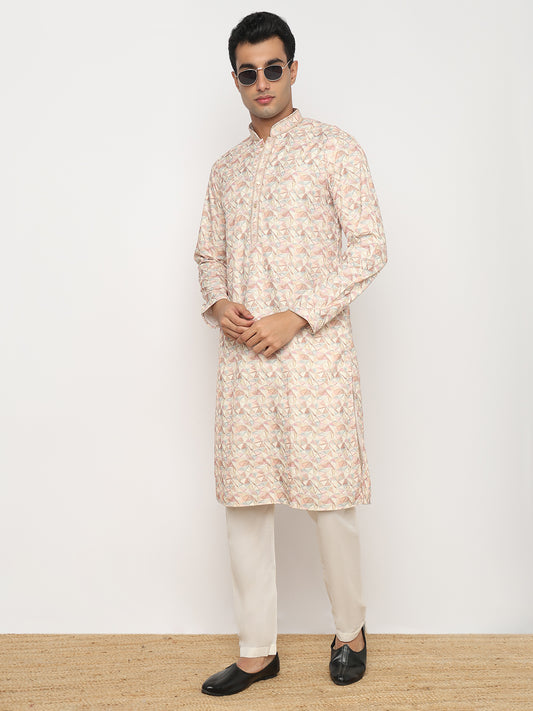 Digital Schiffli Straight Kurta and Pant Set