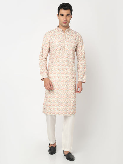 Digital Schiffli Straight Kurta and Pant Set