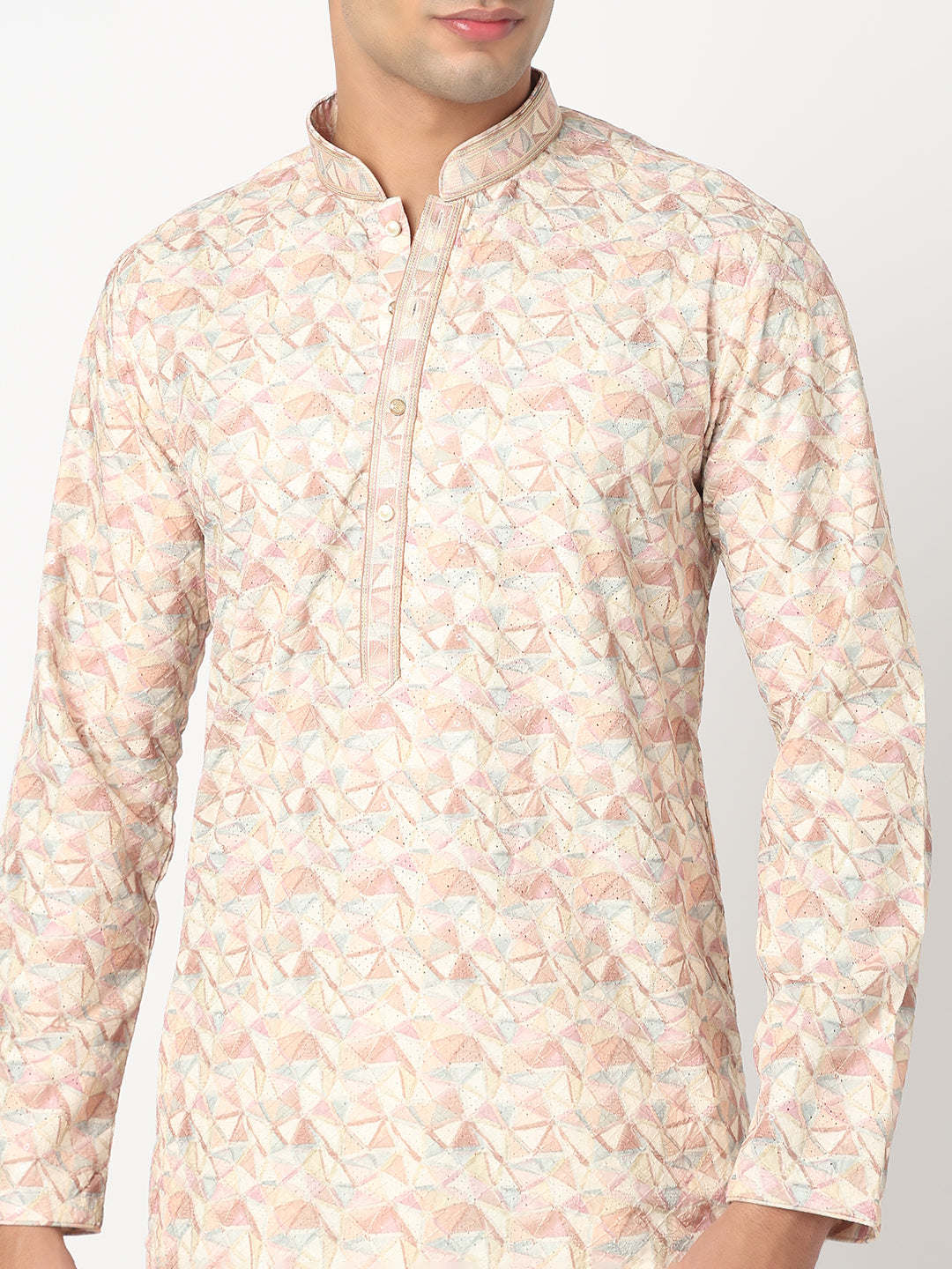 Digital Schiffli Straight Kurta and Pant Set
