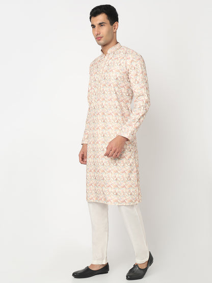 Digital Schiffli Straight Kurta and Pant Set
