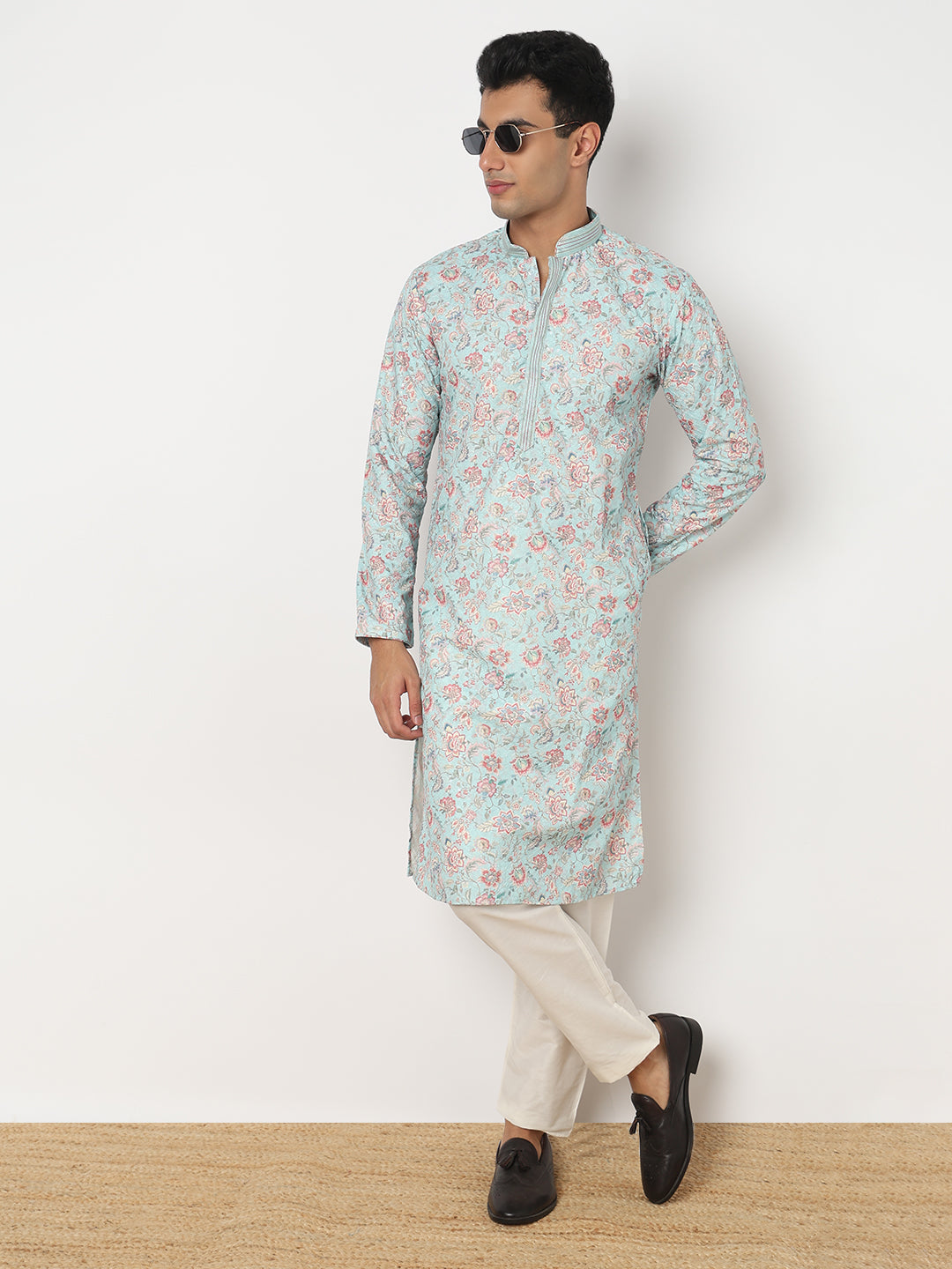 Digital Schiffli Straight Kurta and Pant Set