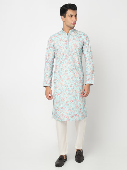 Digital Schiffli Straight Kurta and Pant Set