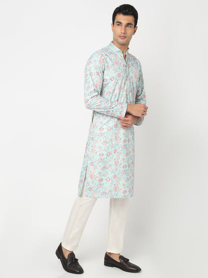Digital Schiffli Straight Kurta and Pant Set