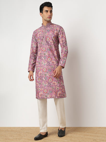 Digital Schiffli Straight Kurta and Pant Set
