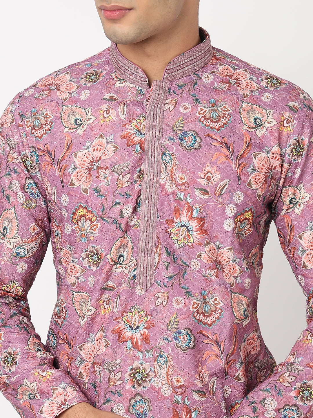 Digital Schiffli Straight Kurta and Pant Set