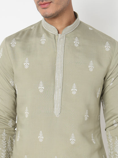 Embroidered Straight Kurta With Pant Set
