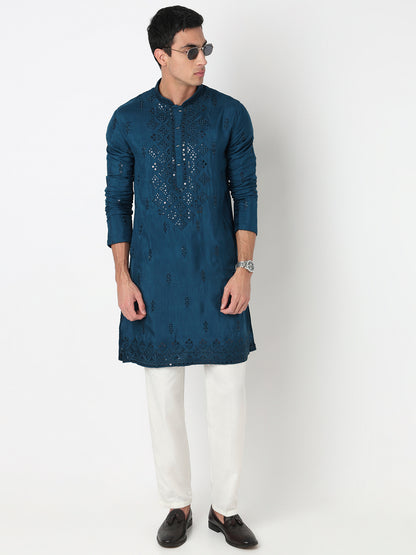 Embroidered Straight Kurta and Pant Set