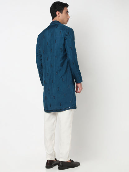 Embroidered Straight Kurta and Pant Set