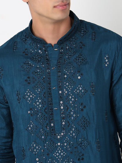 Embroidered Straight Kurta and Pant Set