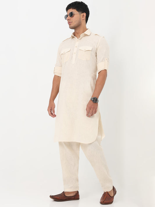 Solid Straight Pathani Set