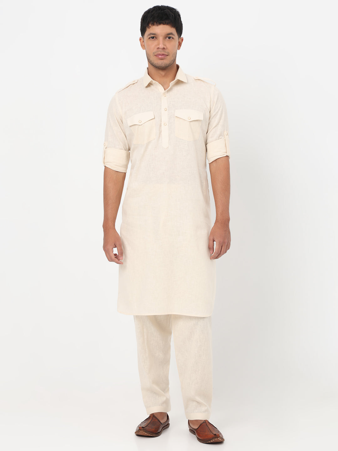 Solid Straight Pathani Set