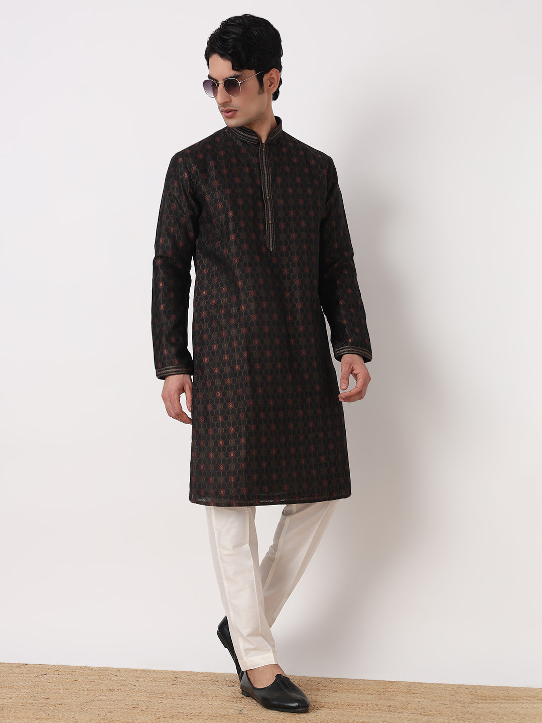 Jaquard Straight Kurta and Pjyama Set