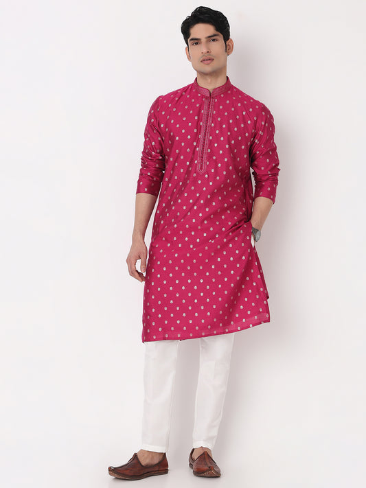 Foil Print Straight Kurta and Pjyama Set