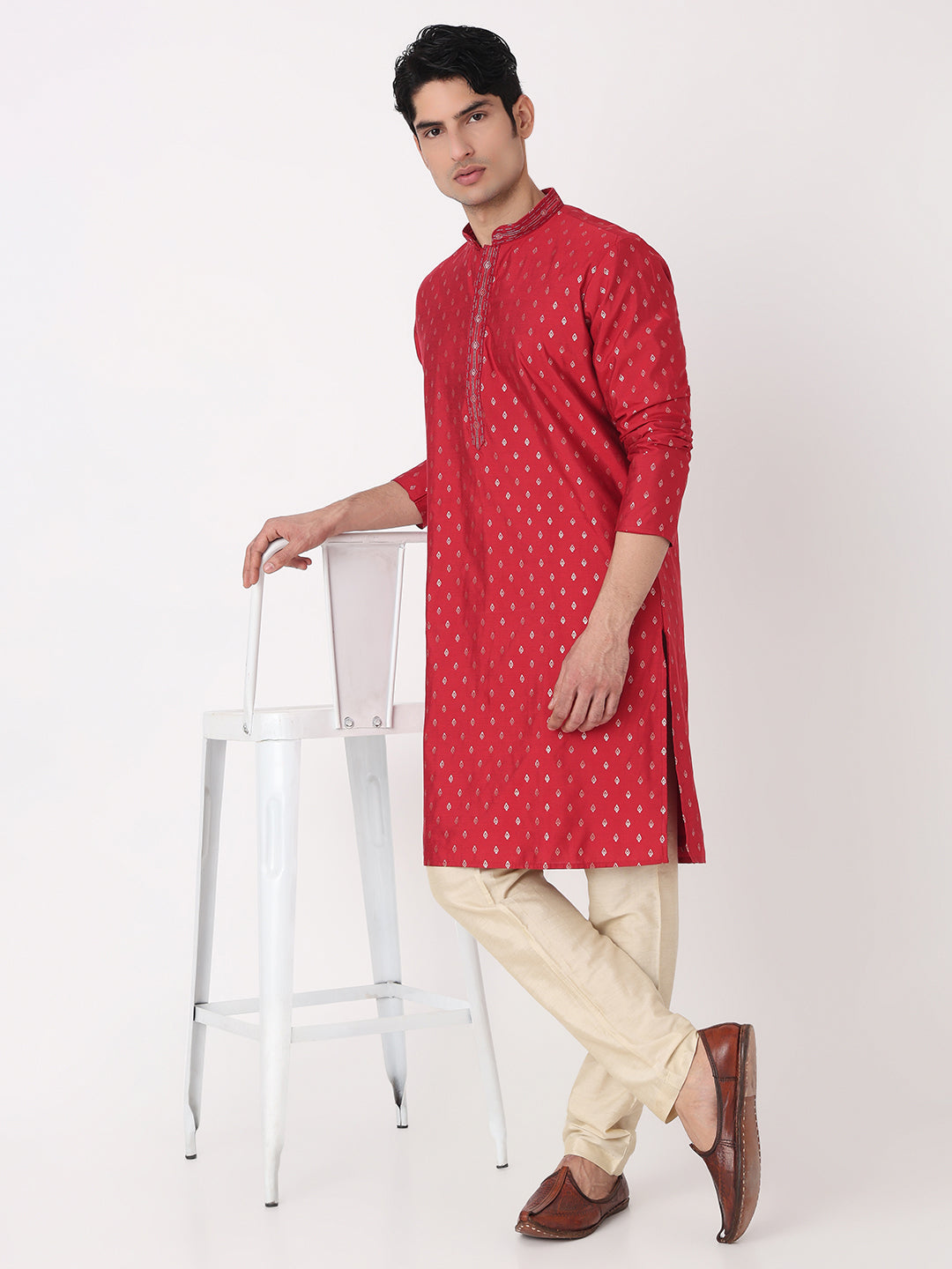 Jacquard Straight Kurta and Pjyama Set