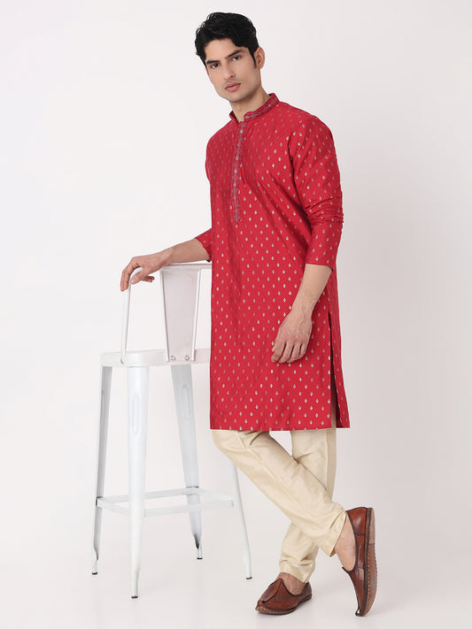 Jacquard Straight Kurta and Pjyama Set