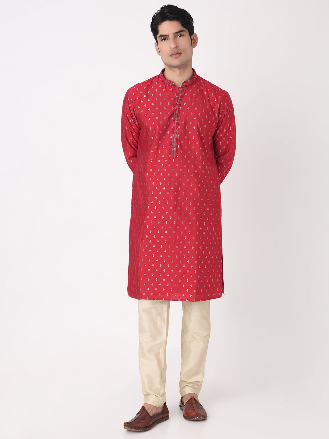 Jacquard Straight Kurta and Pjyama Set