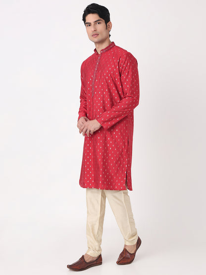 Jacquard Straight Kurta and Pjyama Set