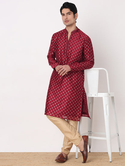 Foil Print Straight Kurta and Pjyama Set