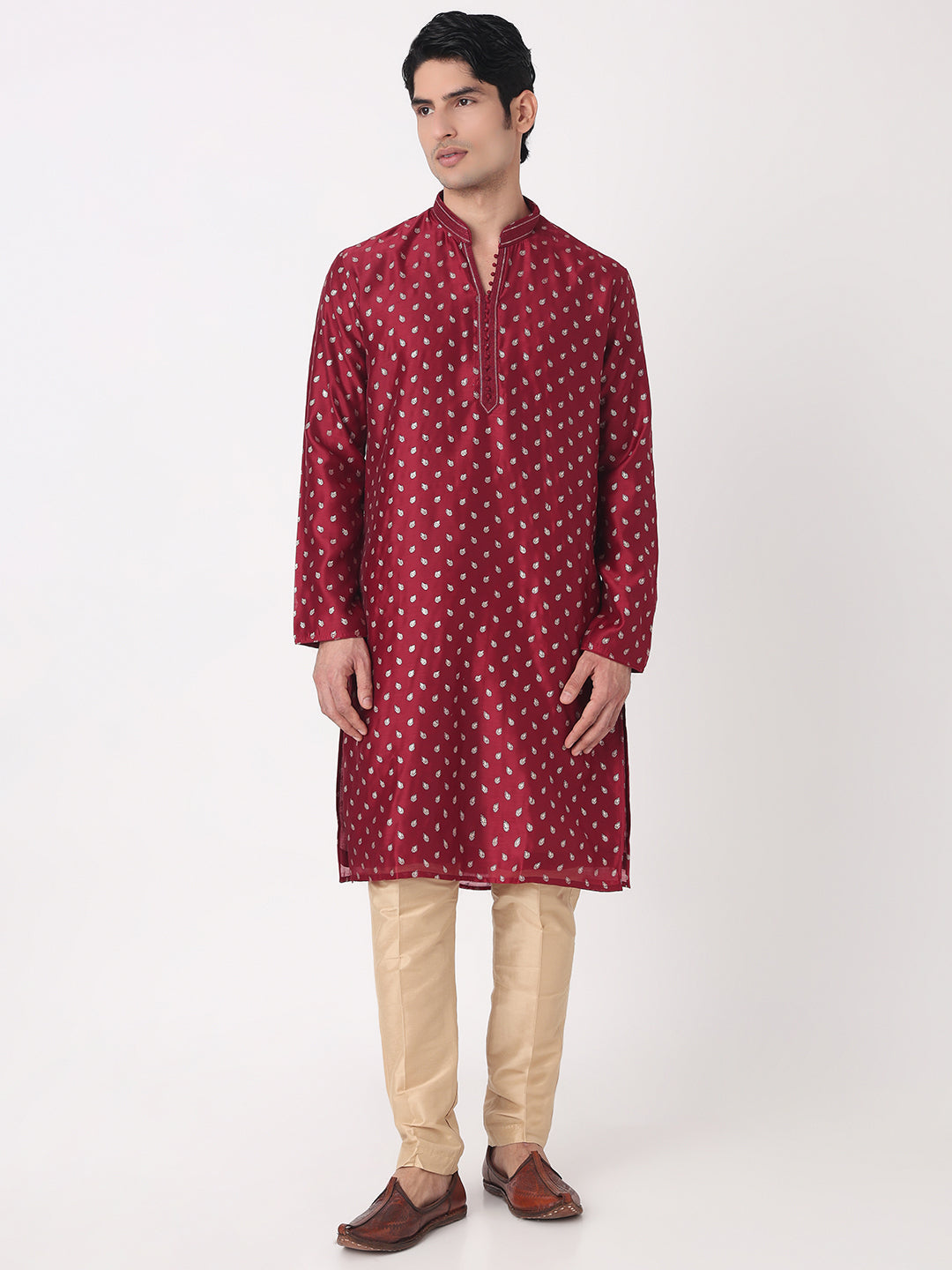 Foil Print Straight Kurta and Pjyama Set
