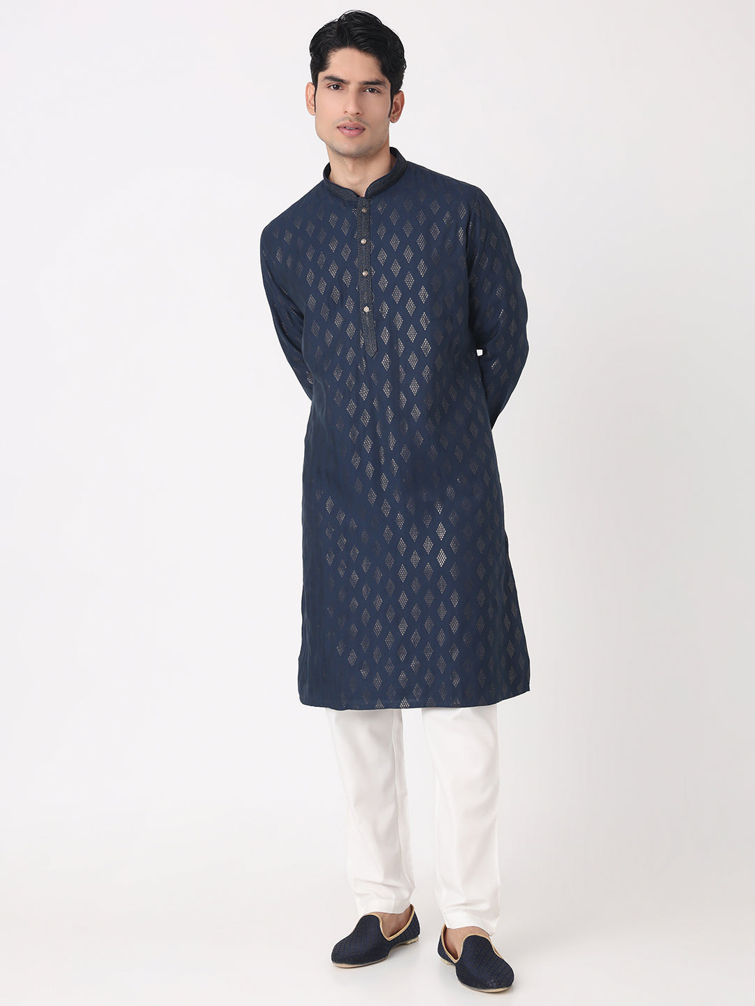 Foil Print Straight Kurta and Pjyama Set