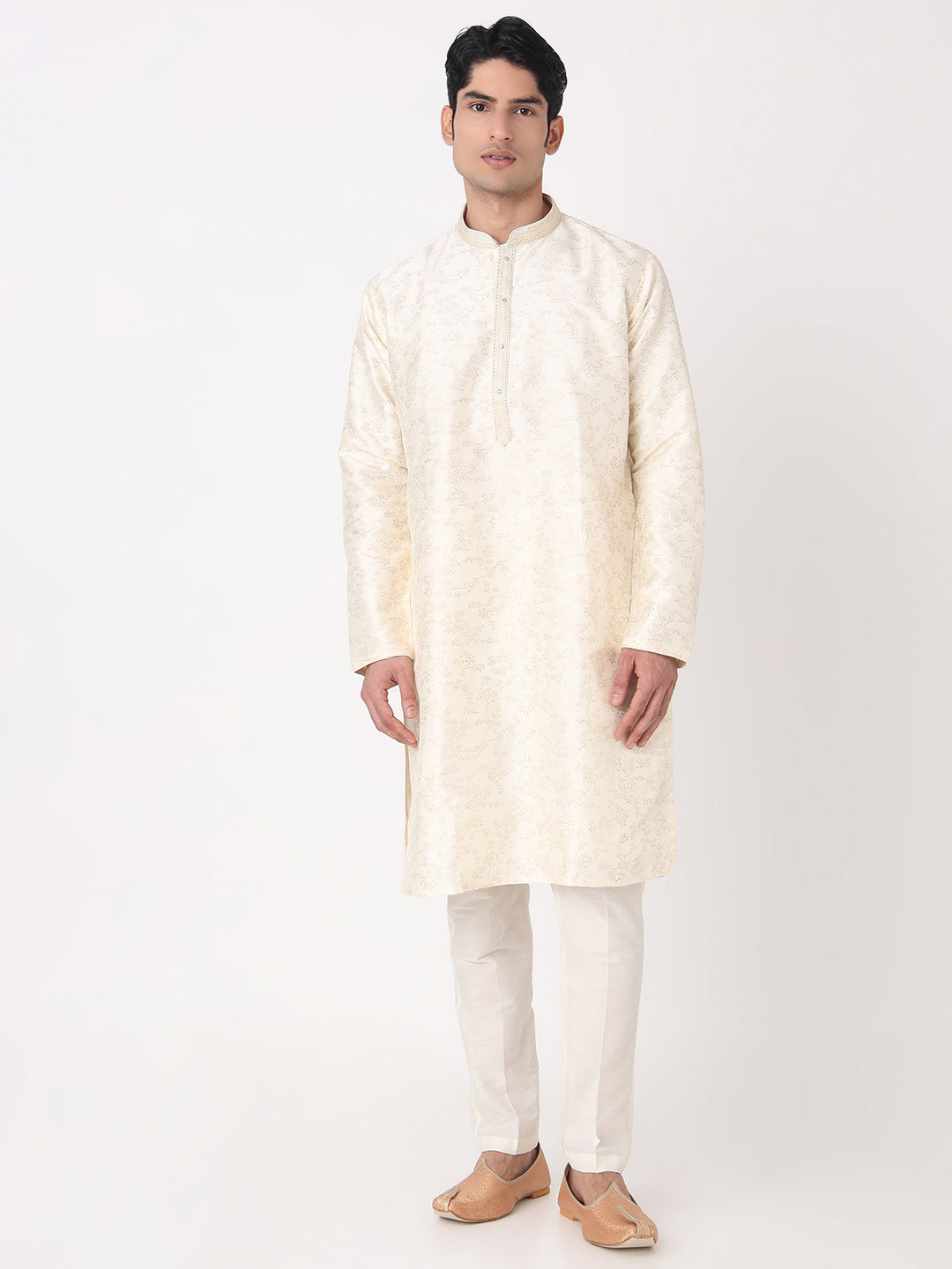 Foil Print Straight Kurta and Pjyama Set