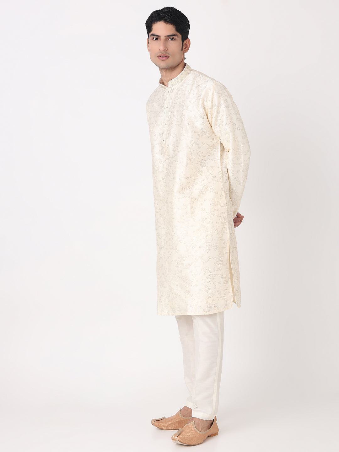 Foil Print Straight Kurta and Pjyama Set