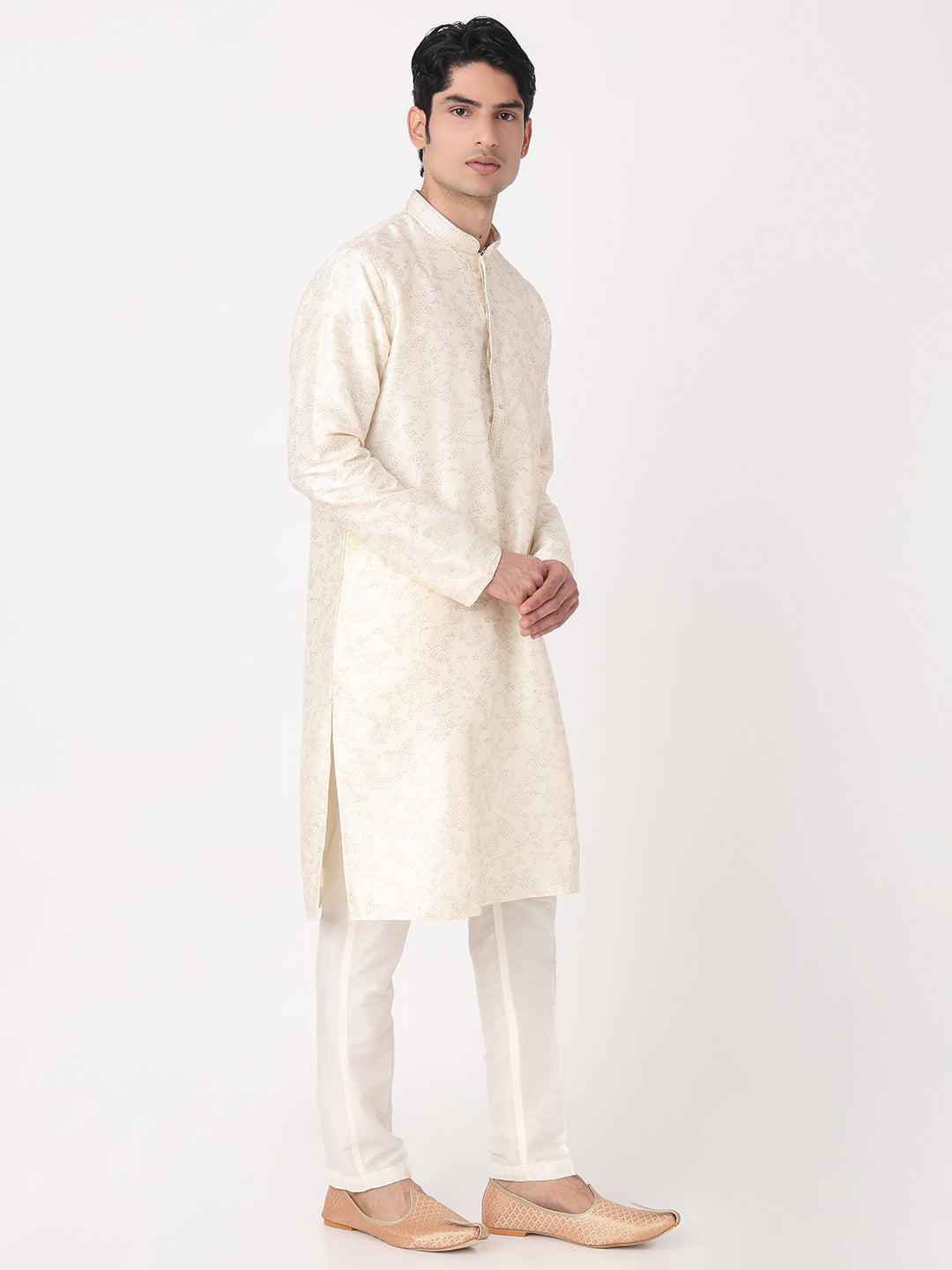 Foil Print Straight Kurta and Pjyama Set