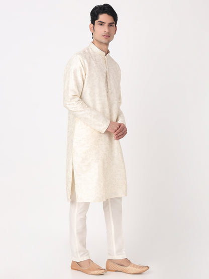 Foil Print Straight Kurta and Pjyama Set