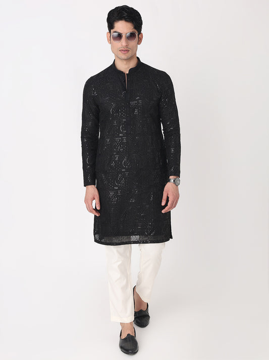 Embellished Straight Kurta and Pjyama Set