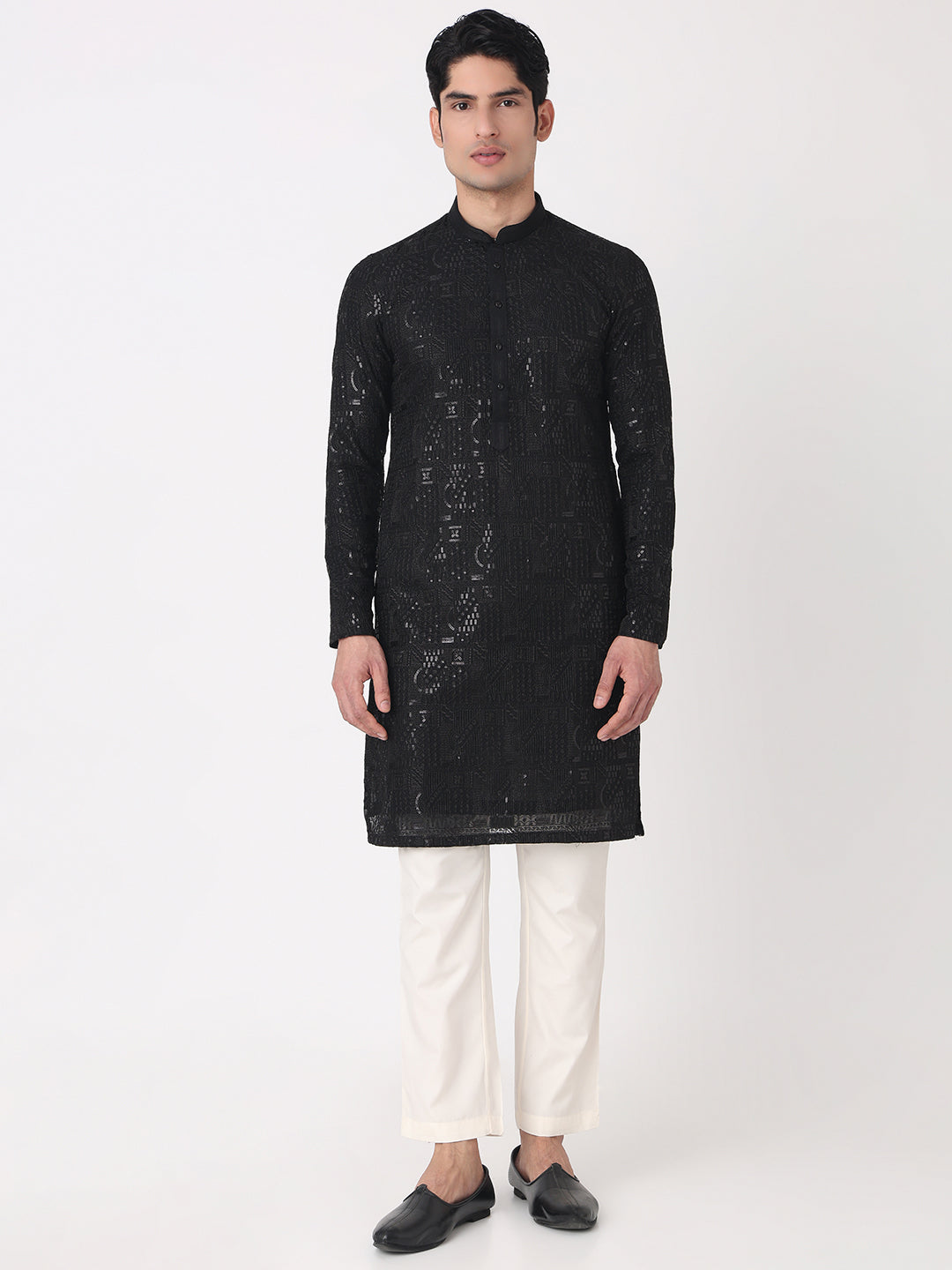 Embellished Straight Kurta and Pjyama Set