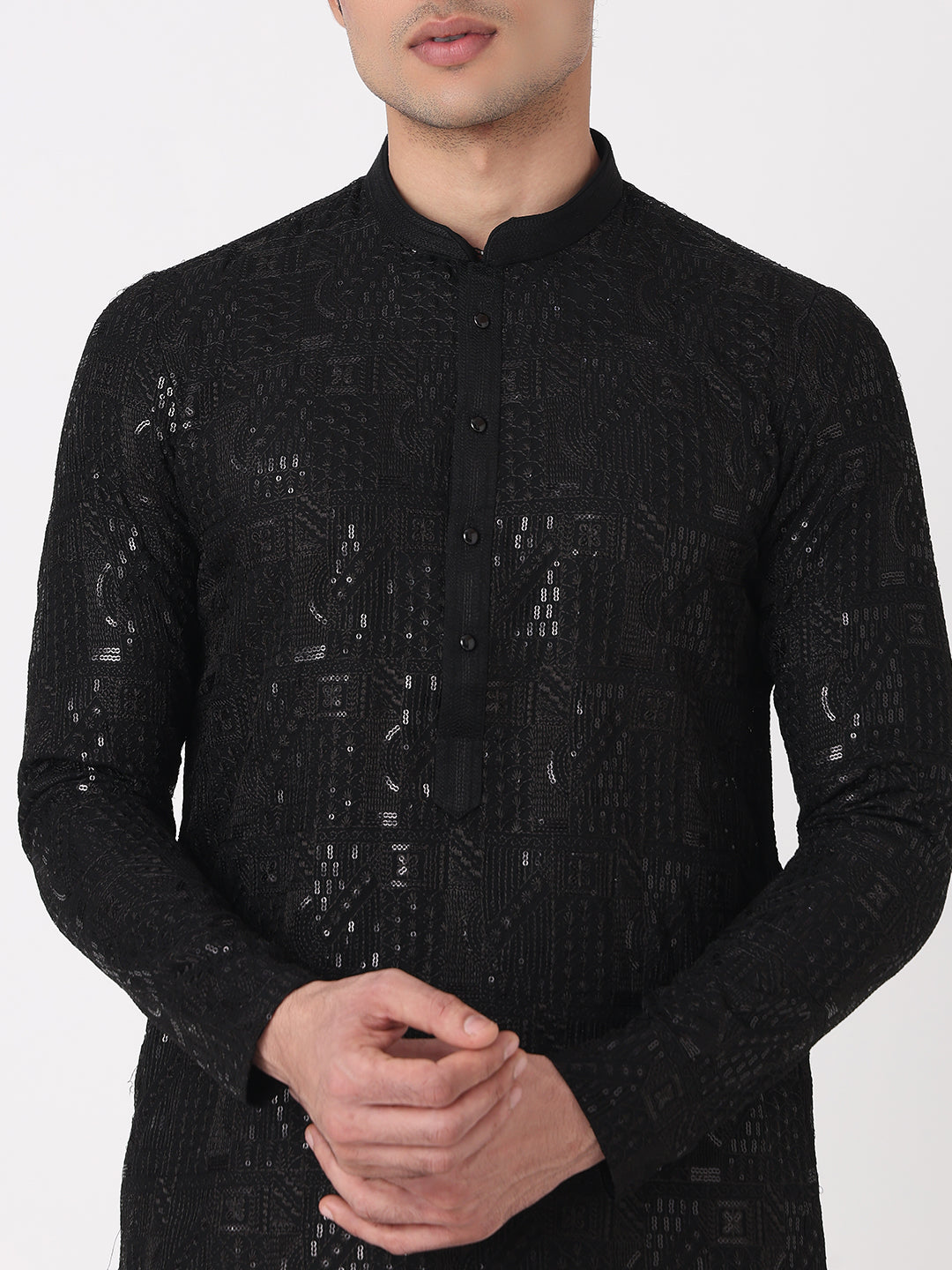 Embellished Straight Kurta and Pjyama Set