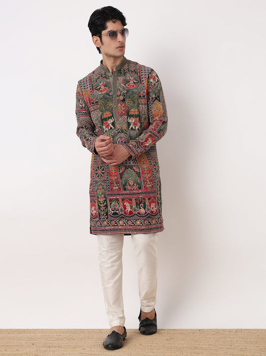 Position Print Straight Kurta and Pjyama Set