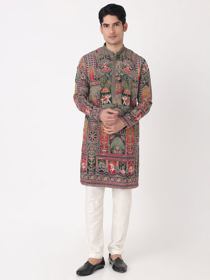 Position Print Straight Kurta and Pjyama Set