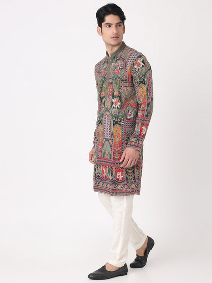 Position Print Straight Kurta and Pjyama Set