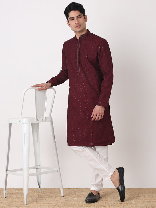 Embellished Straight Kurta and Pjyama Set