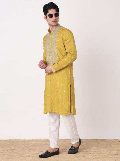 Embellished Straight Kurta and Pjyama Set