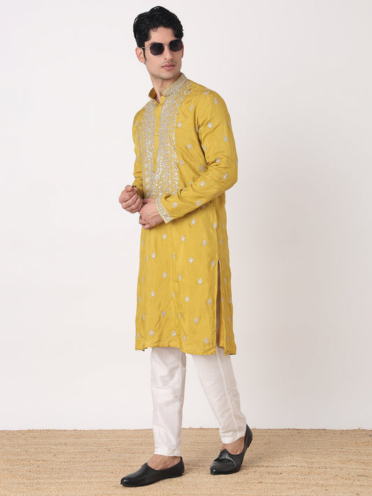 Embellished Straight Kurta and Pjyama Set