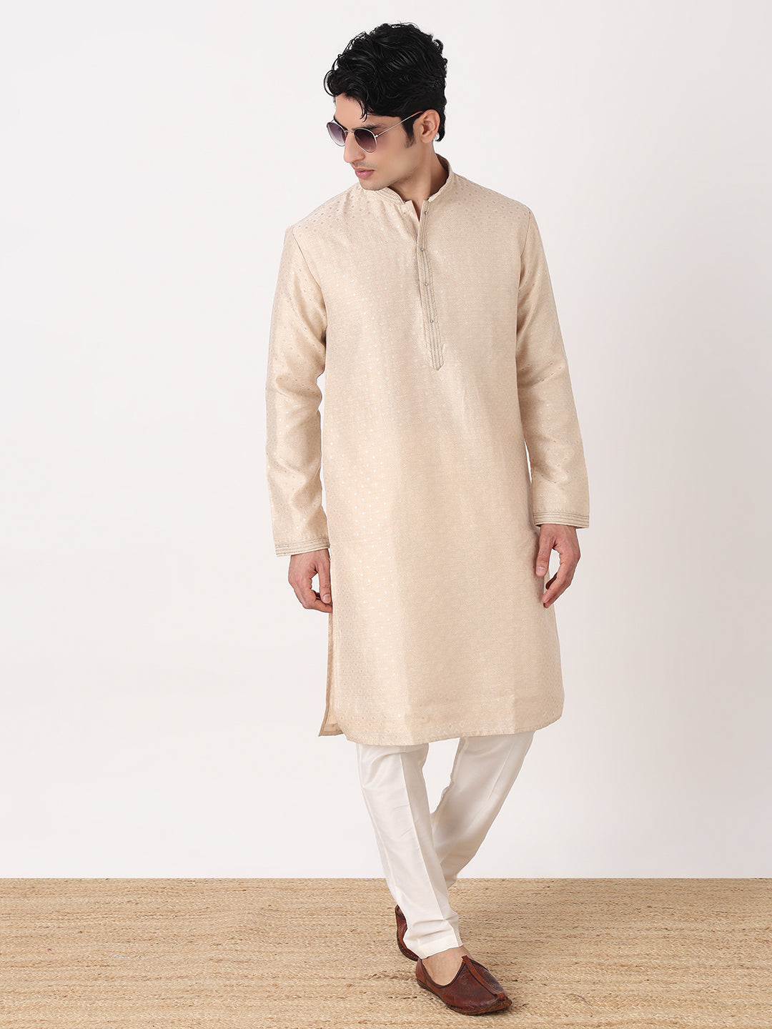 Jaquard Straight Kurta and Pjyama Set