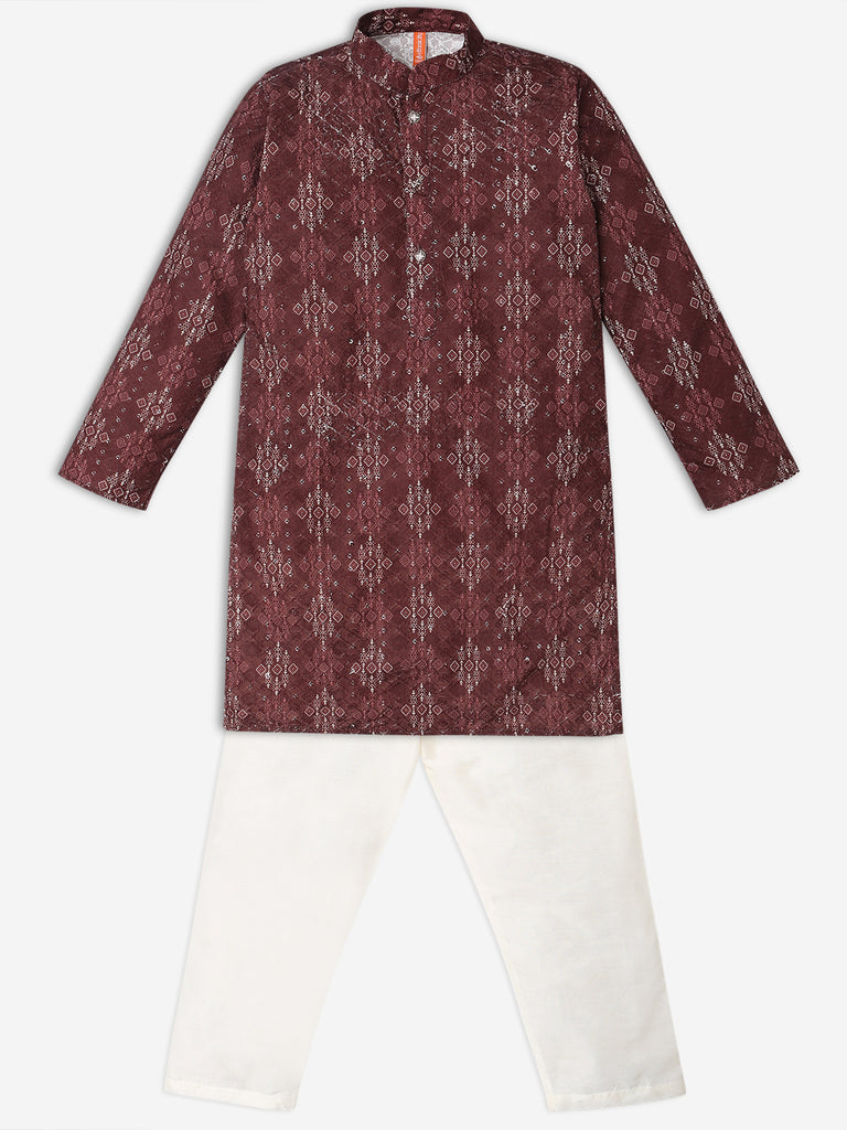 Boys Regular Fit Printed Kurta with Pant Set