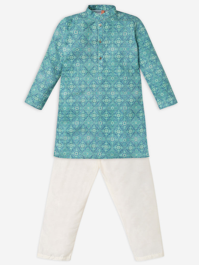 Boys Regular Fit Printed Kurta with Pant Set