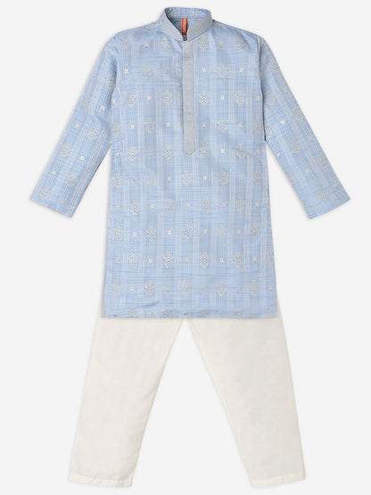 Boys Regular Fit Jacquard Kurta with Pant Set