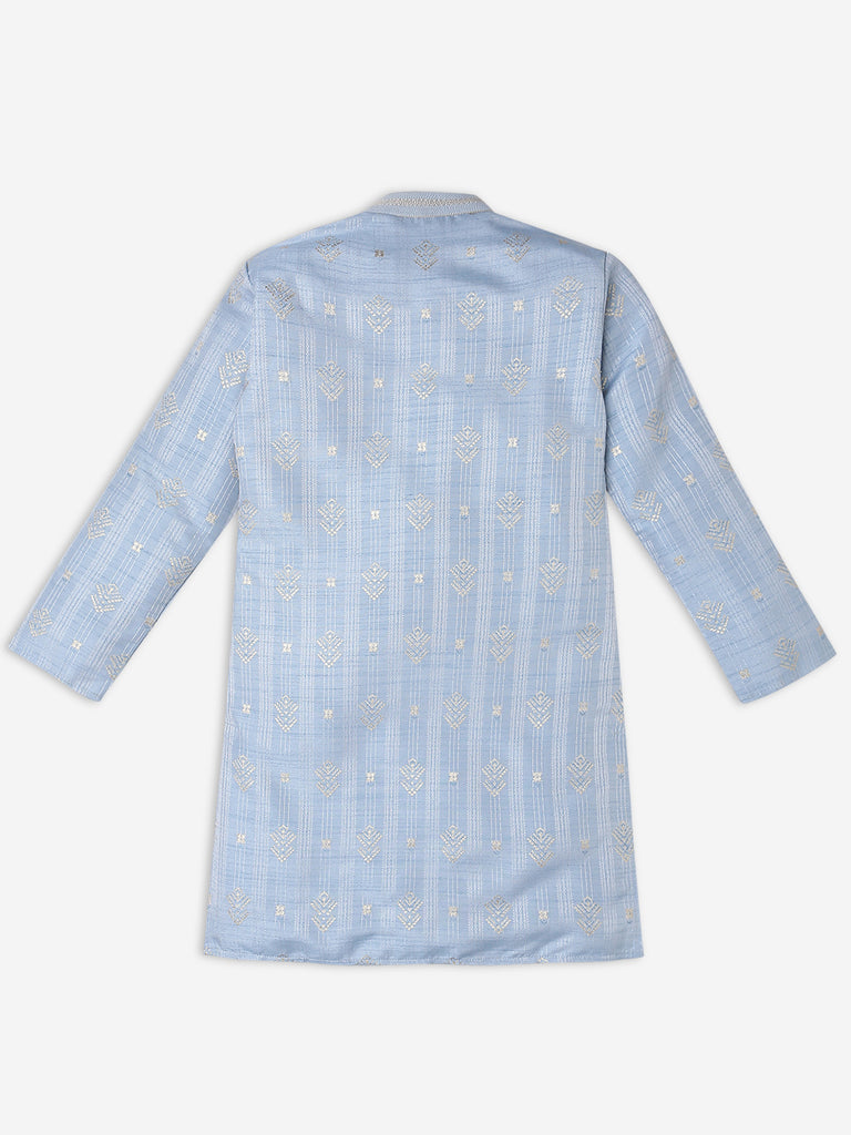 Boys Regular Fit Jacquard Kurta with Pant Set