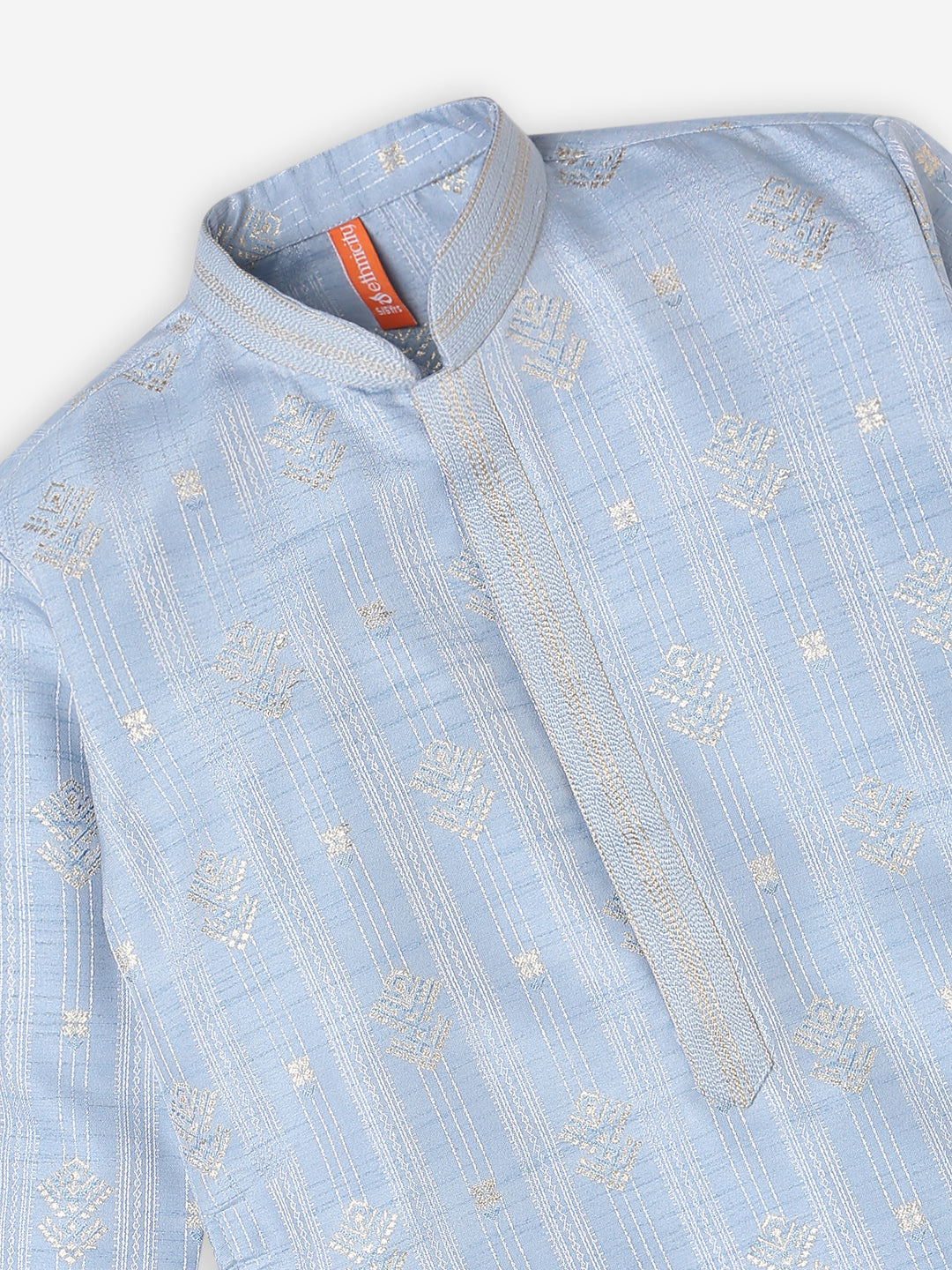 Boys Regular Fit Jacquard Kurta with Pant Set