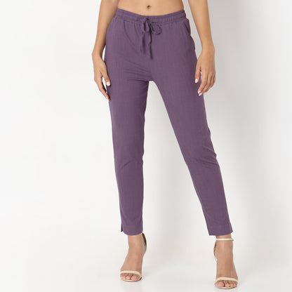 Slim Fit Solid Ethnic Pants