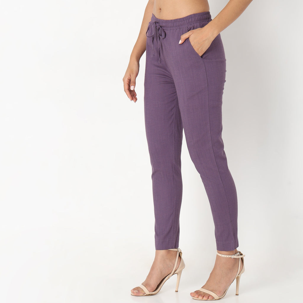 Slim Fit Solid Ethnic Pants