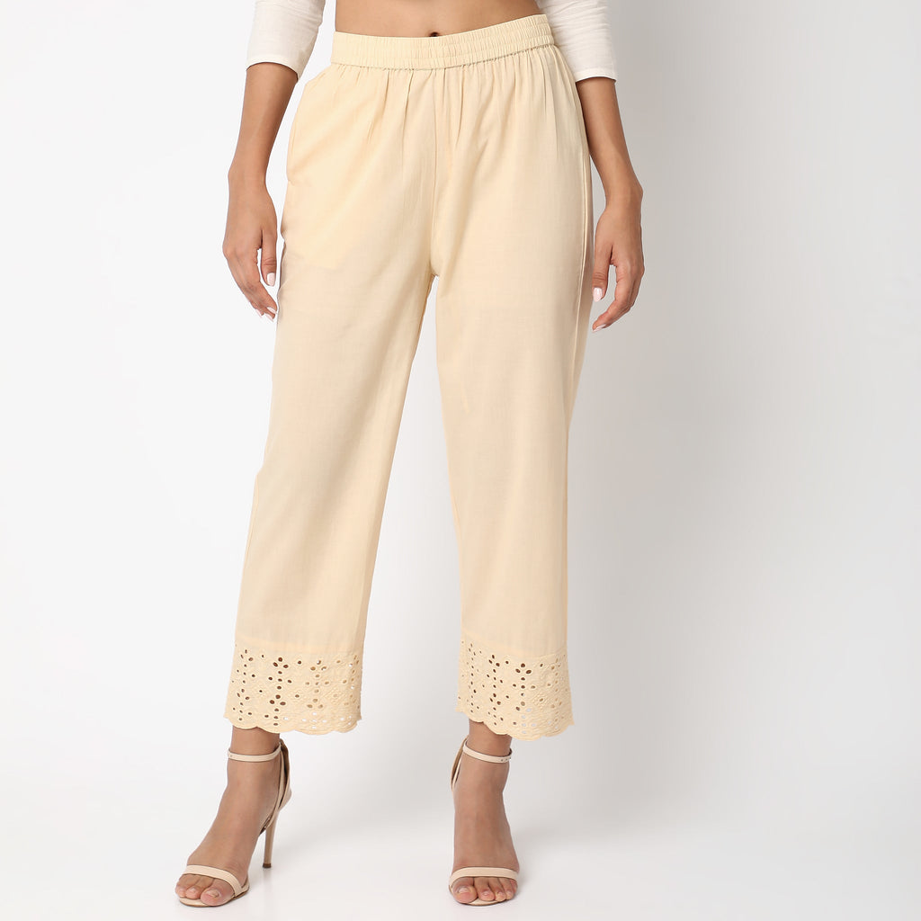 Straight Fit Solid Ethnic Pants