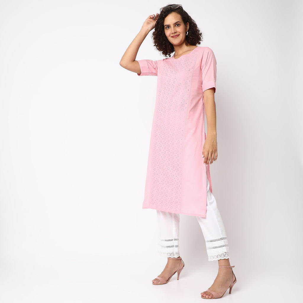 Regular Fit Lace Ethnic Pants